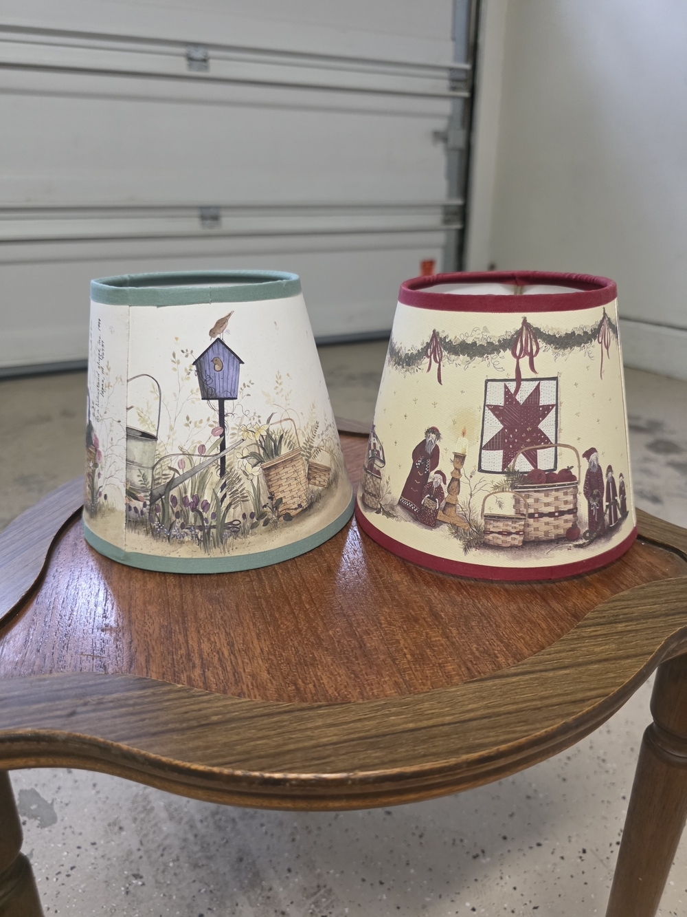 Longaberger Vintage-Style Lamp Shade Set in Teal and Burgundy